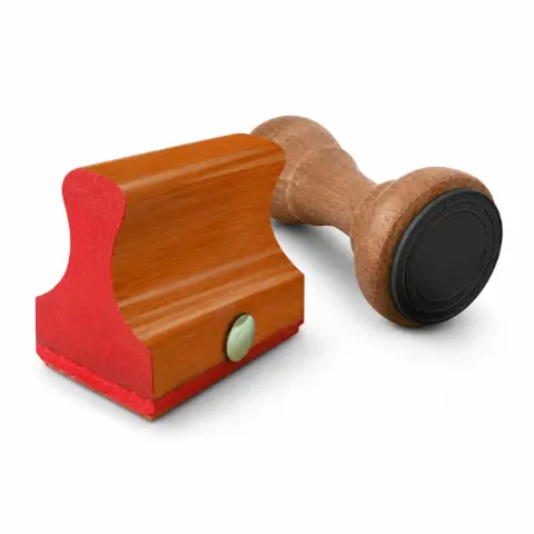Sello de hule con base de madera